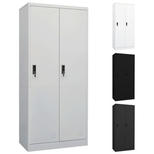 vidaXL Wardrobe Armoire Clothes Storage Closet with 2 Lockable Doors Steel-5