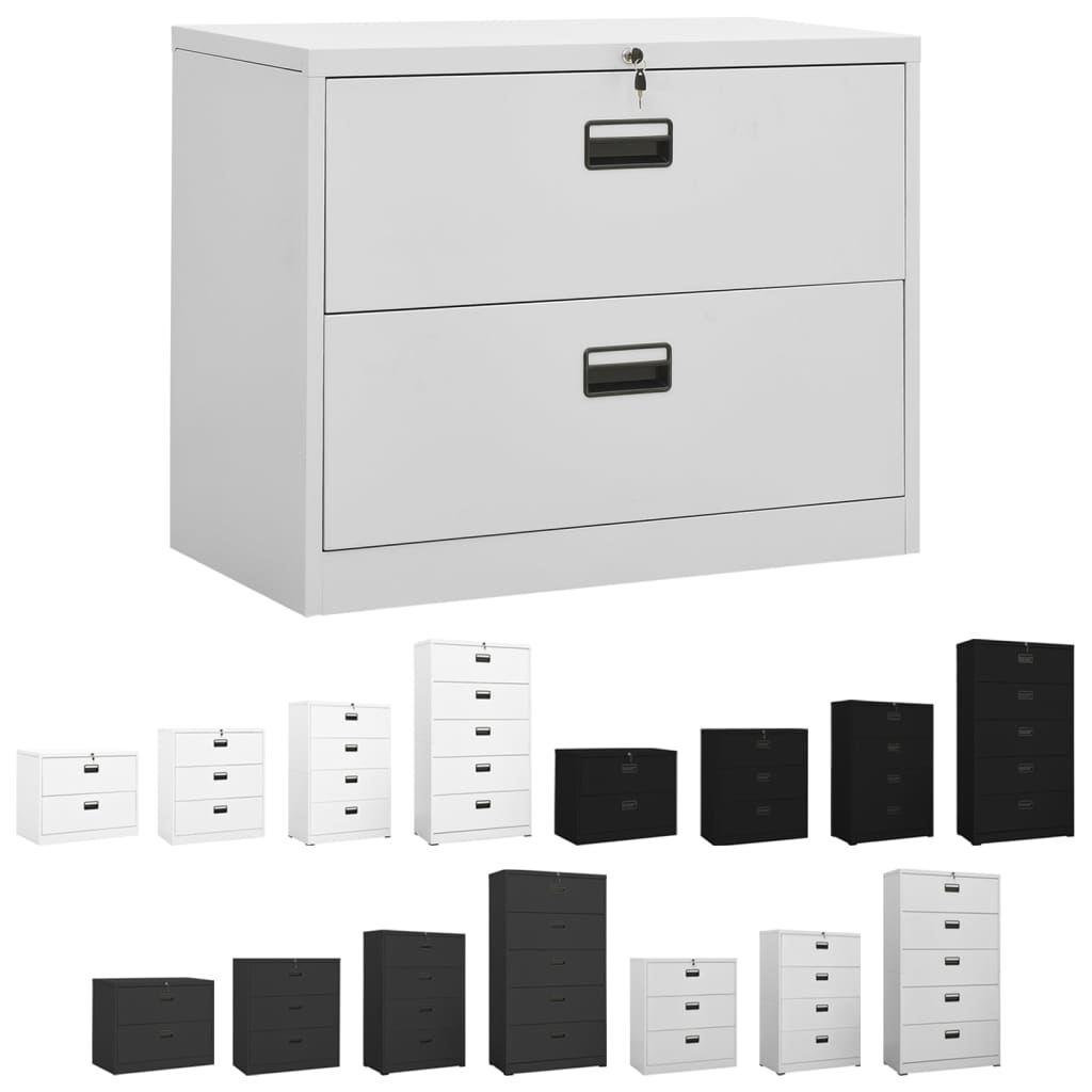 vidaXL Filing Cabinet Under Desk Office File Cabinet Storage Cabinet Steel-43