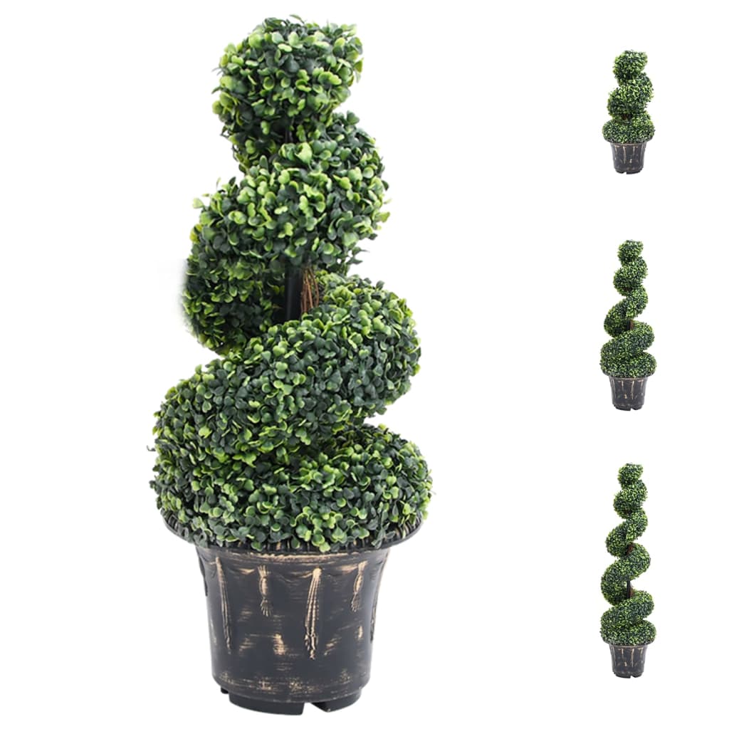 vidaXL Artificial Topiary Tree Boxwood Plant with Pot Faux Boxwood Green 46.1"-3