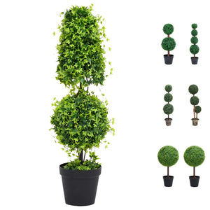 vidaXL Artificial Topiary Tree Faux Boxwood Ball with Pot Fake Plant Green 28"-4