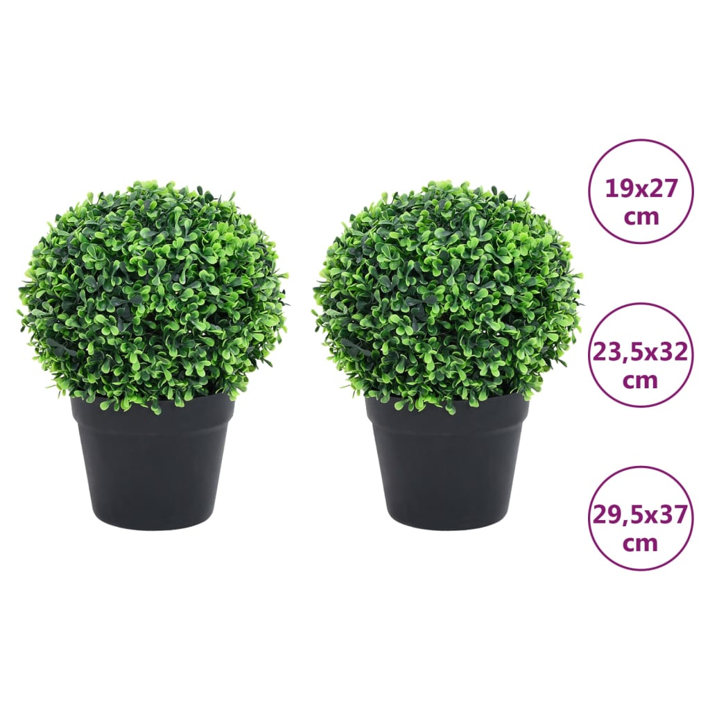 vidaXL Artificial Plant 2 Pcs Fake Plant Ball Shaped Fake Boxwood with Pots-3