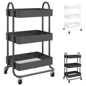 vidaXL Trolley 3-Tier Kitchen Trolley Kitchen Island Storage Utility Cart-9