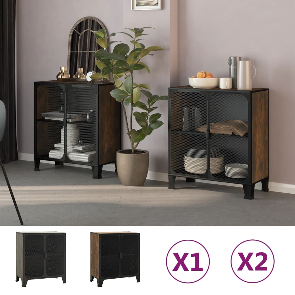 vidaXL Storage Cabinet File Cabinet with Doors for Living Room Metal and MDF-3