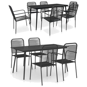 vidaXL Garden Dining Set 5/7 Piece Cotton Rope and Steel Black Outdoor Patio-5