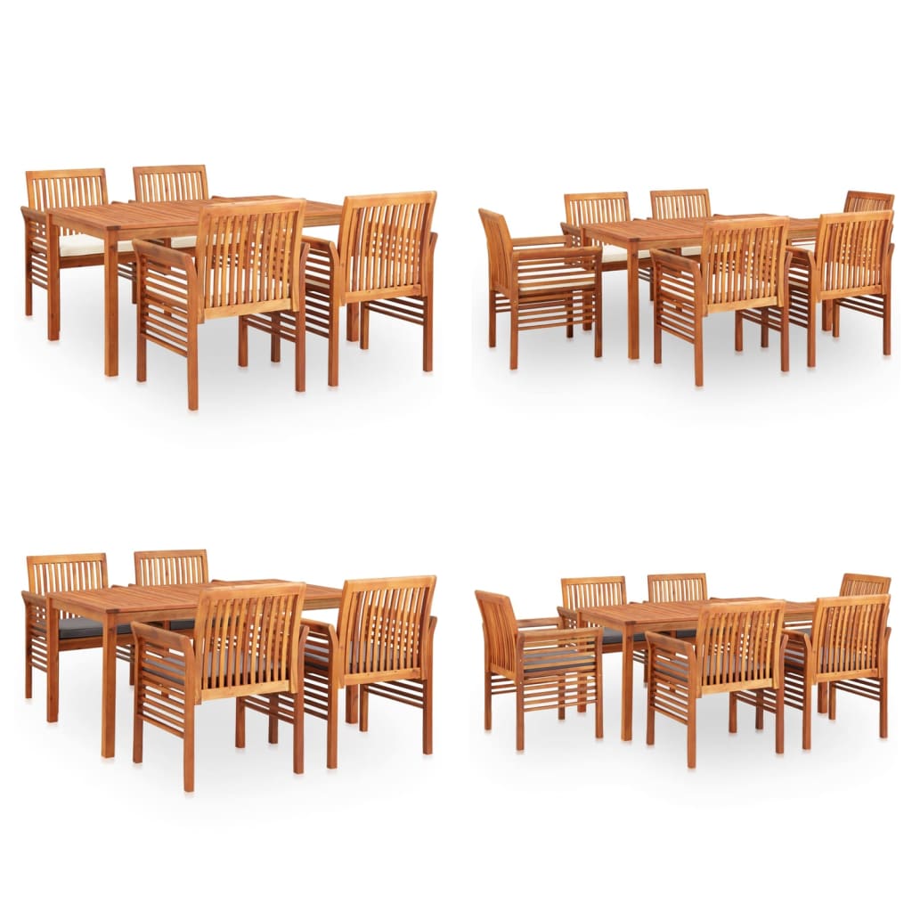 vidaXL 5 Piece Patio Dining Set with Cushions Solid Acacia Wood-2