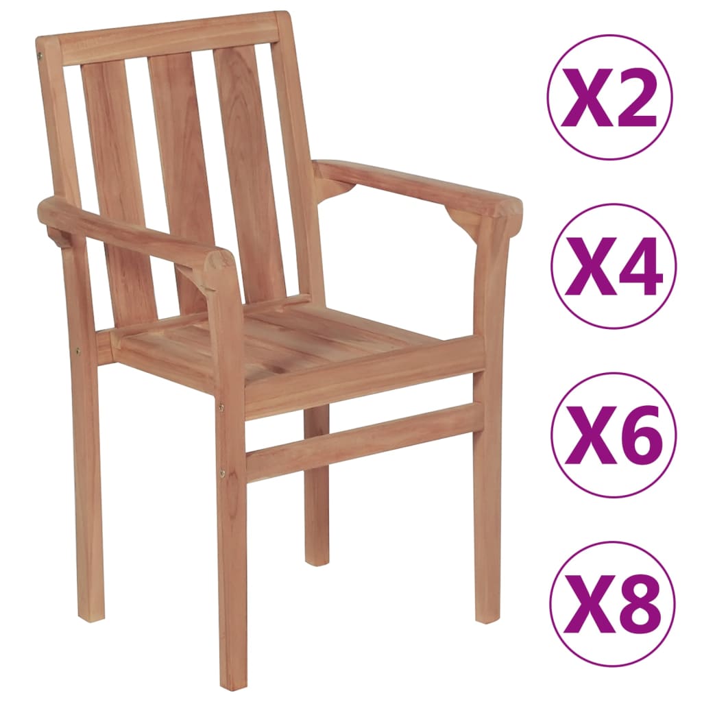 vidaXL 2/4/6/8x Solid Wood Teak Patio Chairs Garden Outdoor Furniture Seat-2