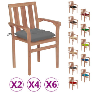 vidaXL 2/4/6/8x Solid Wood Teak Patio Chair with Cushions Seat Multi Colors-3