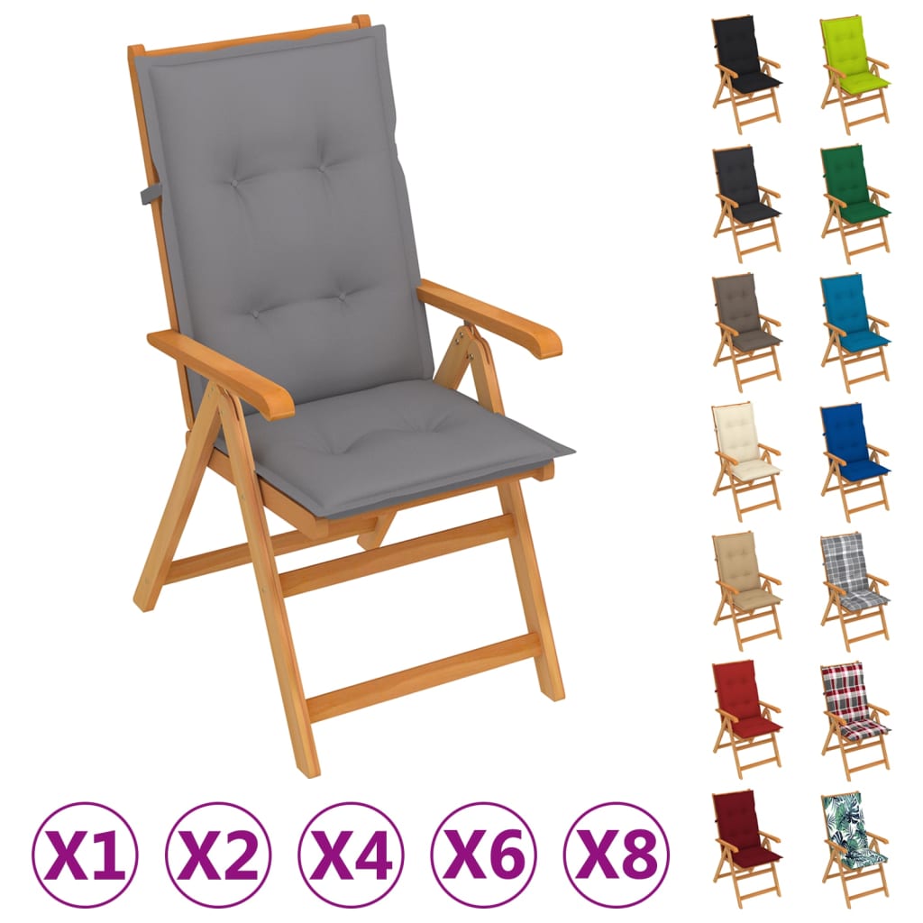 vidaXL 1/2/4/6/8x Solid Teak Wood Garden Chair with Cushions Multi Colors-0