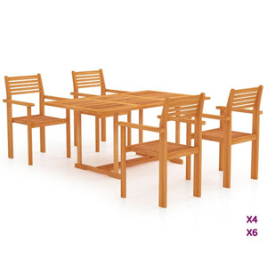 vidaXL Solid Wood Teak Patio Dining Set Dinner Dinette Furniture 5/7 Piece-12