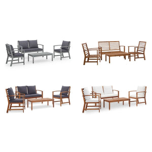 vidaXL Patio Furniture Set 4 Piece Bench Chair with Table Solid Acacia Wood-4