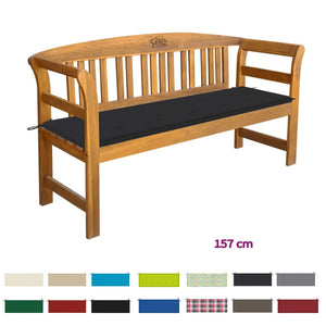 vidaXL Outdoor Patio Bench Garden Park Bench with Cushion Solid Wood Acacia-51