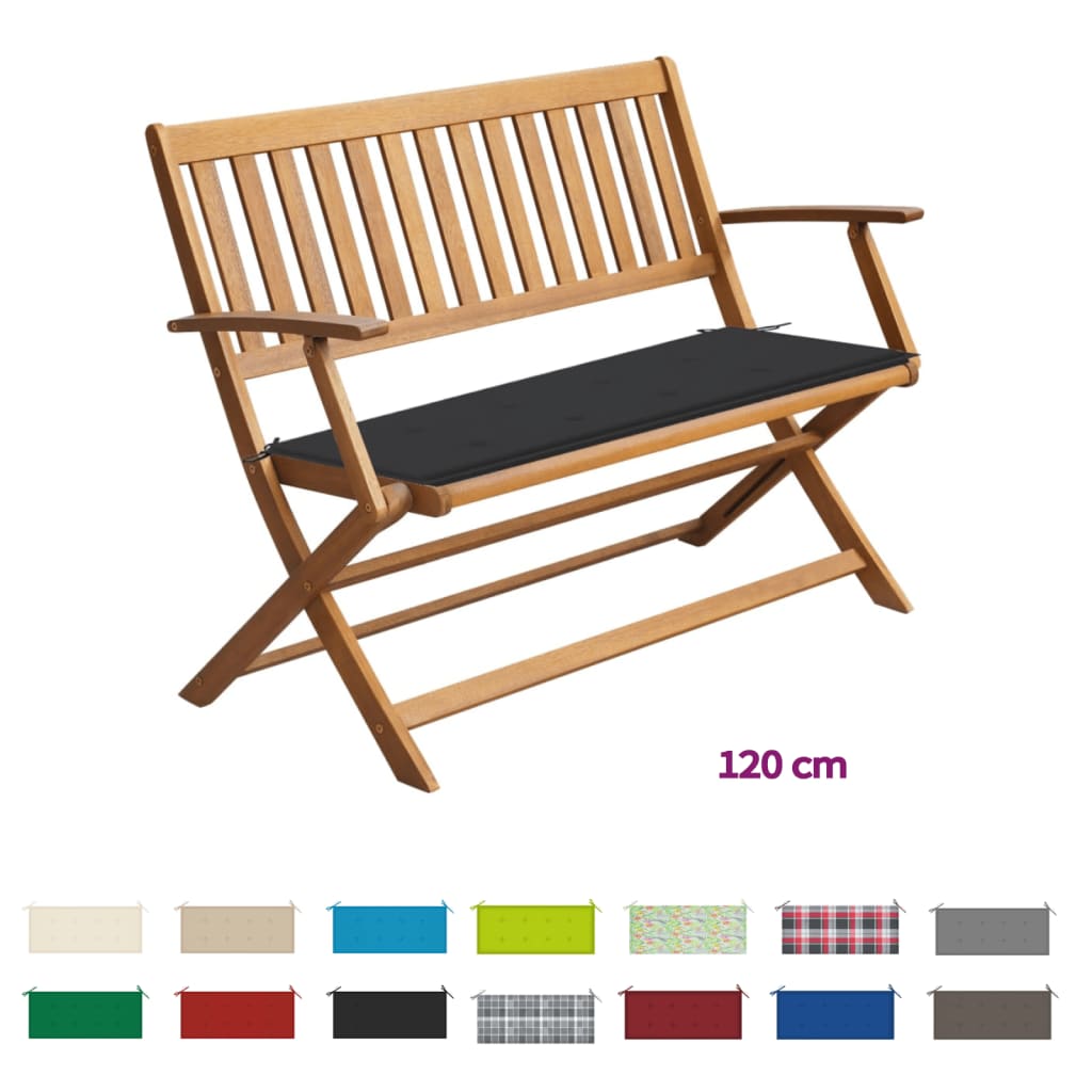 vidaXL Folding Garden Bench Outdoor Patio Bench with Cushion Solid Wood Acacia-49