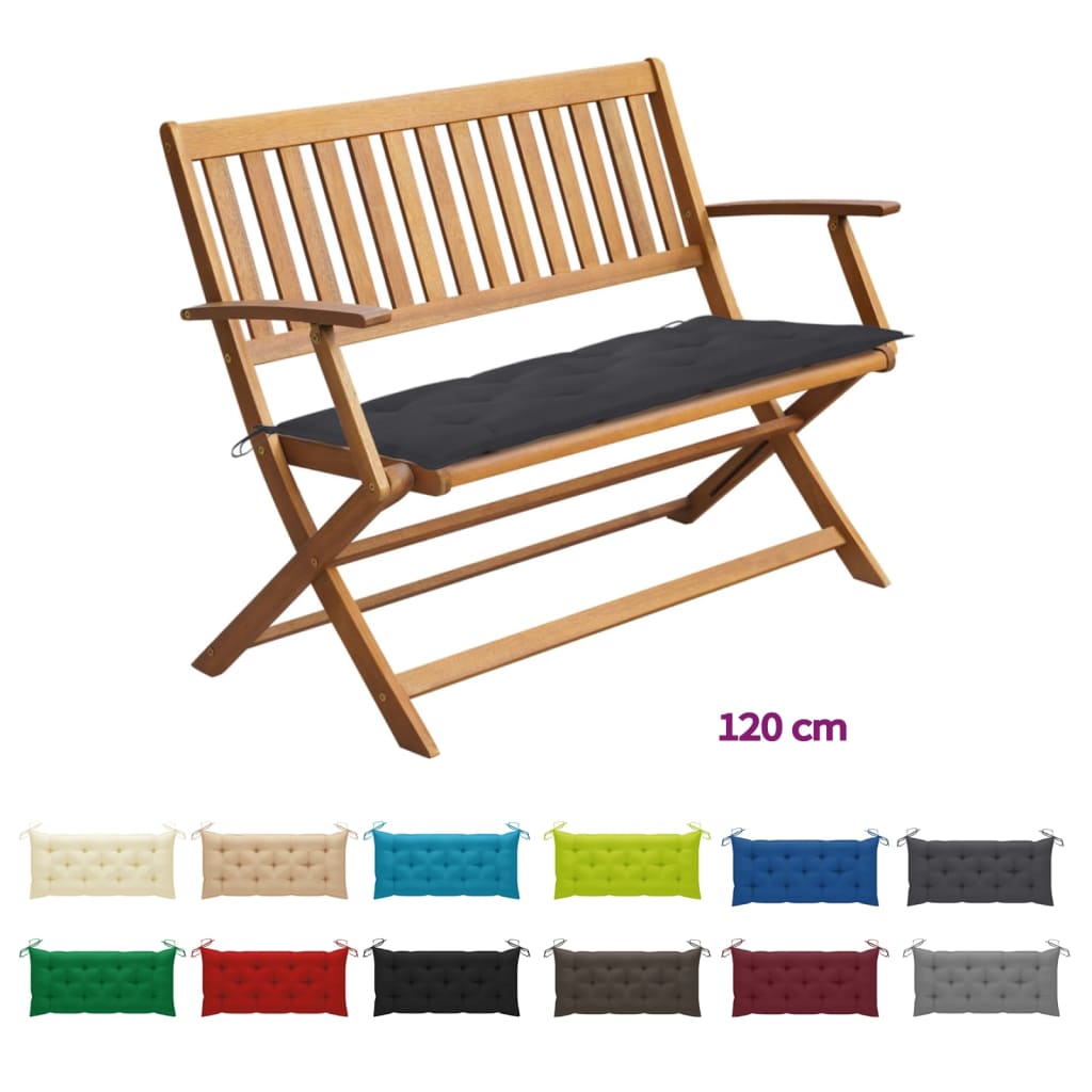 vidaXL Folding Garden Bench Outdoor Patio Bench with Cushion Solid Wood Acacia-37