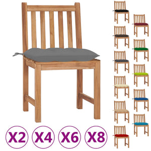 vidaXL 1/2/4/6/8x Solid Wood Teak Patio Chairs with Cushions Multi Colors-61