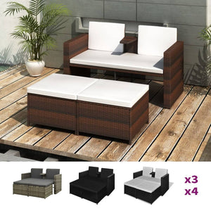 vidaXL Patio Furniture Set Outdoor 2-Seater Sofa with Footrest Poly Rattan-12
