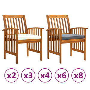 vidaXL Patio Dining Chairs Outdoor Patio Chair with Cushions Solid Wood Acacia-20