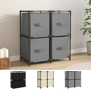 vidaXL Storage Cabinet with 4 Fabric Baskets Black 24.8"x11.8"x28" Steel-1