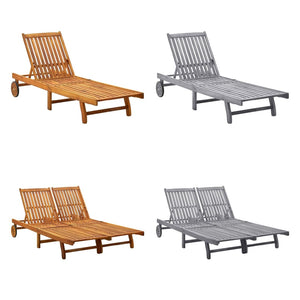 vidaXL Patio Lounge Chair Outdoor Sunbed Poolside Sunlounger Solid Acacia Wood-12