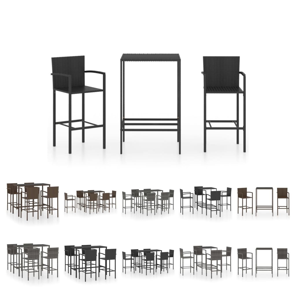 vidaXL Patio Bar Set Bar Table and Stools Patio Furniture Set Poly Rattan-41