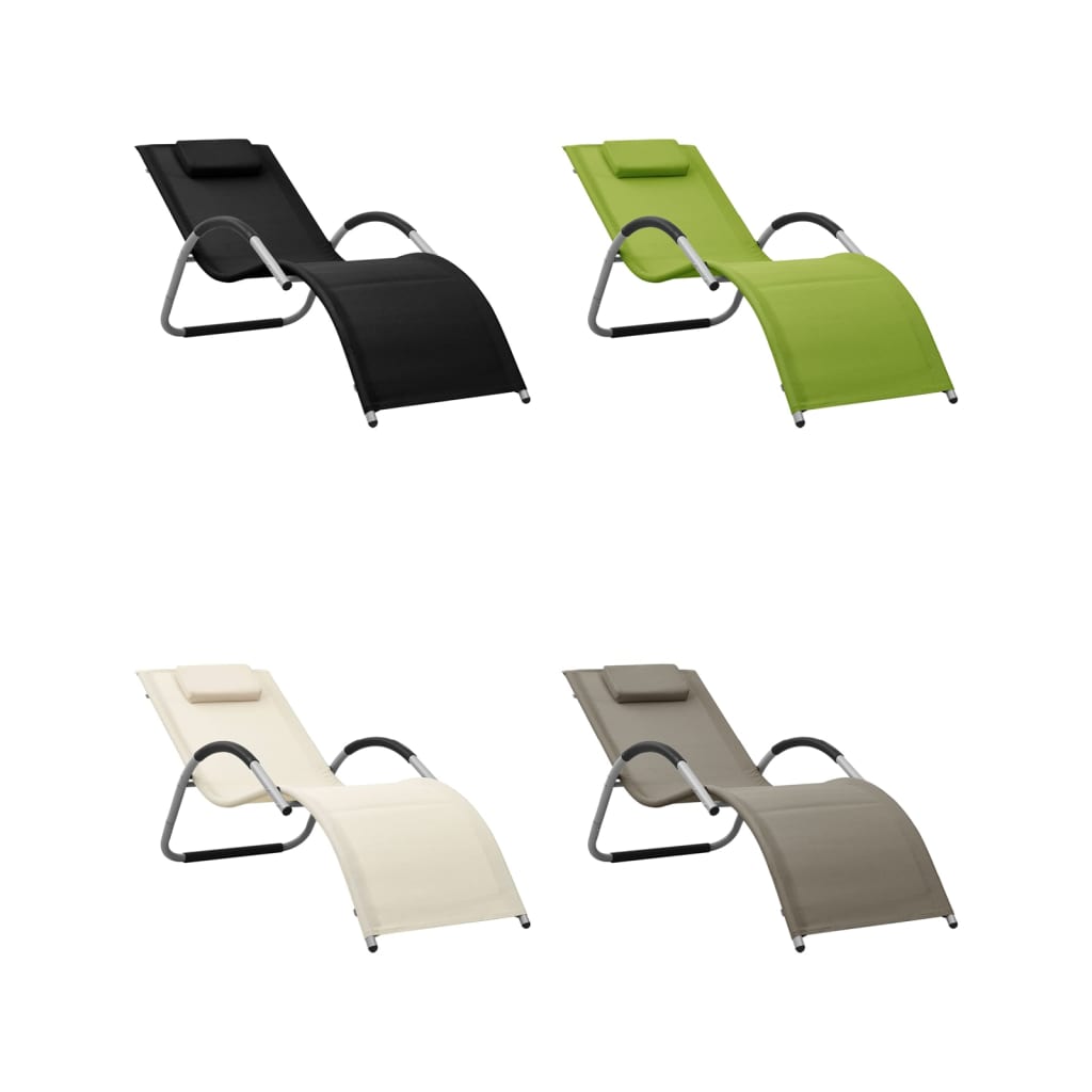 vidaXL Patio Lounge Chair Outdoor Sunbed with Pillow Sunlounger Textilene-8