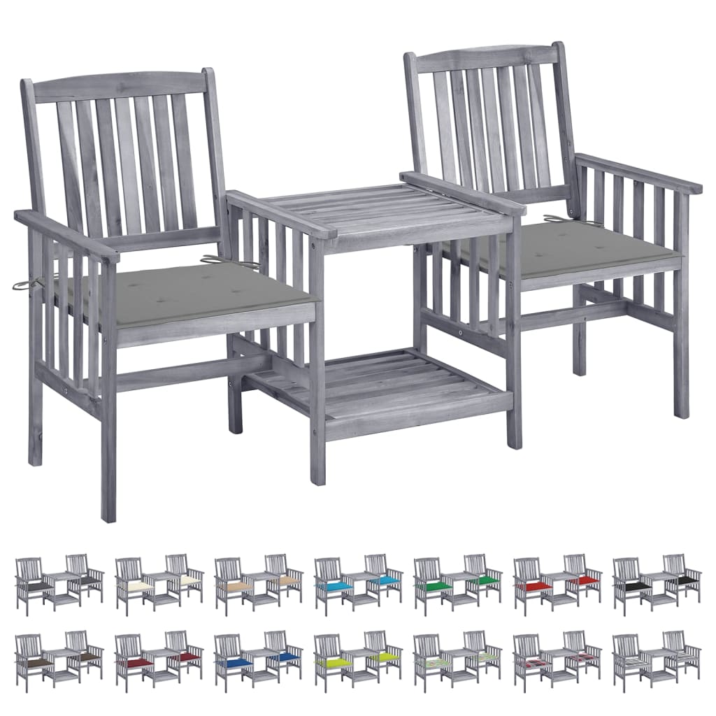 vidaXL Patio Bistro Set Table and Chairs Conversation Set Solid Acacia Wood-37