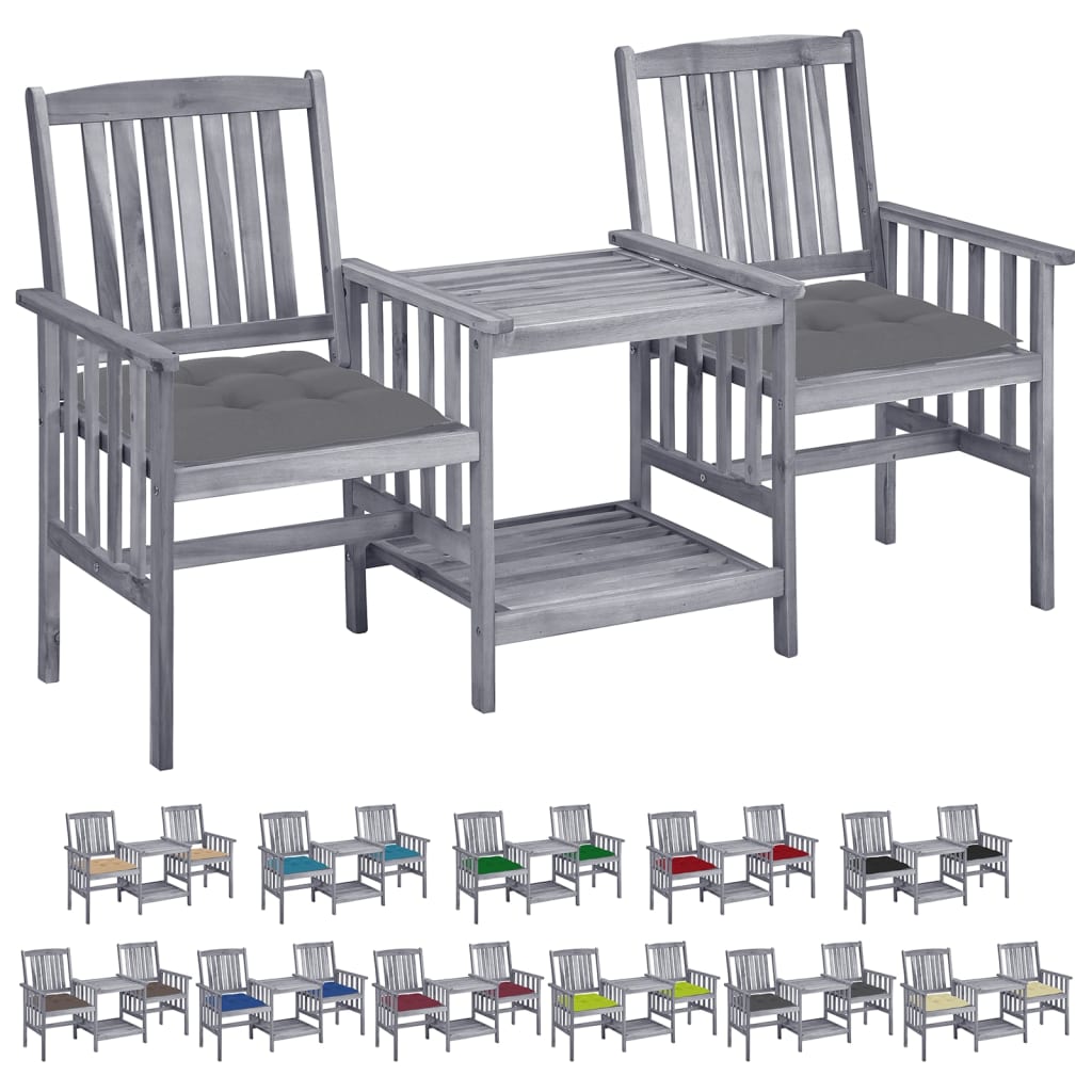 vidaXL Patio Bistro Set Table and Chairs Conversation Set Solid Acacia Wood-25