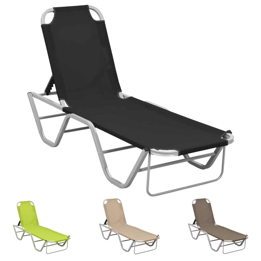 vidaXL Patio Lounge Chair Outdoor Sunbed Sunlounger Aluminum and Textilene-8