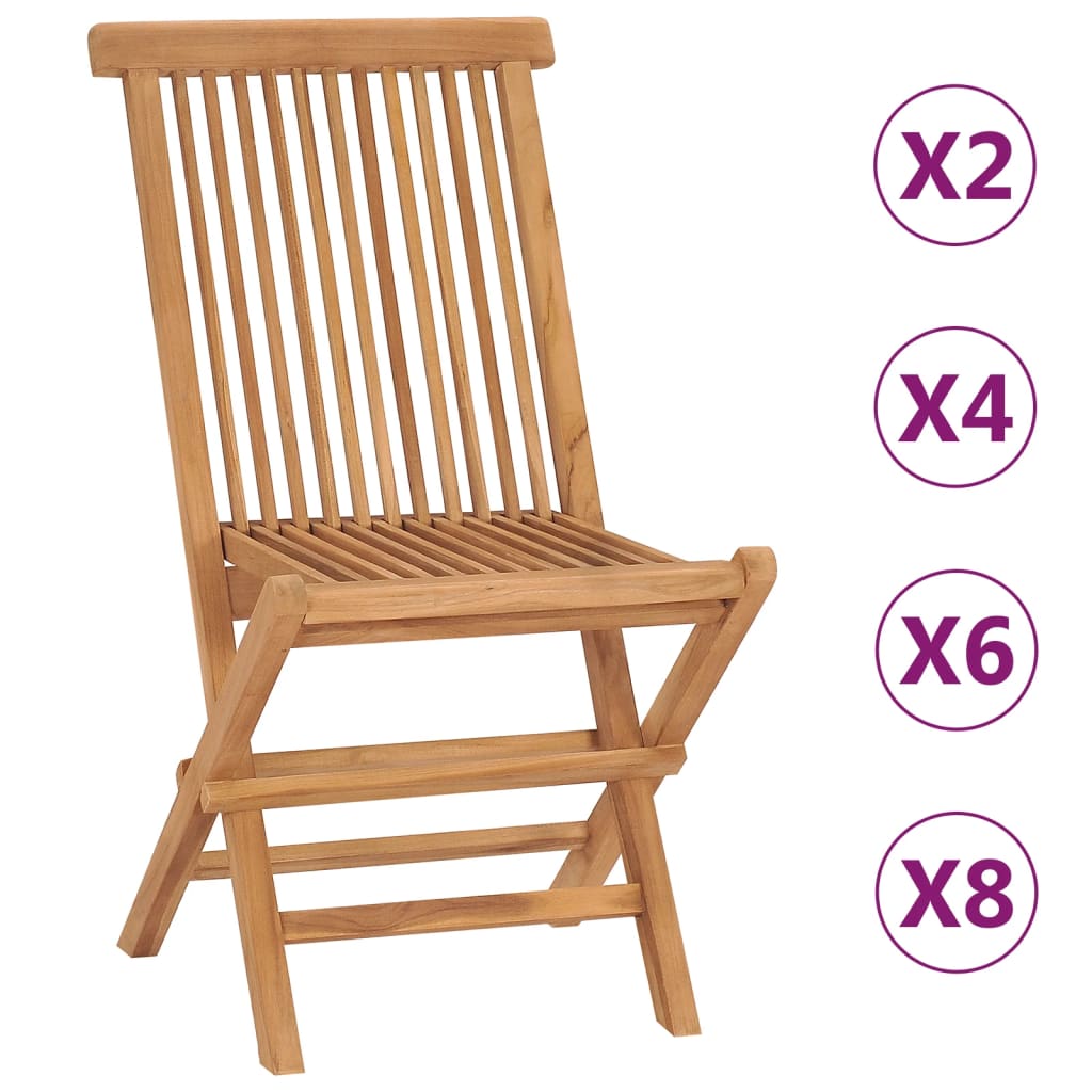 vidaXL Patio Folding Chairs Camping Garden Chair with Backrest Solid Wood Teak-19