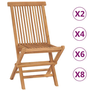 vidaXL Patio Folding Chairs Camping Garden Chair with Backrest Solid Wood Teak-15