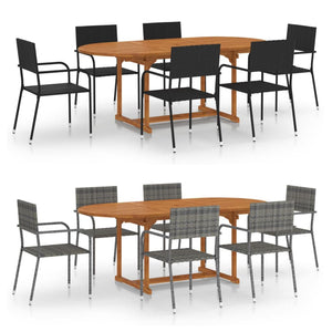 vidaXL Patio Dining Set 7 Piece Patio Dining Table and Chairs Poly Rattan-17