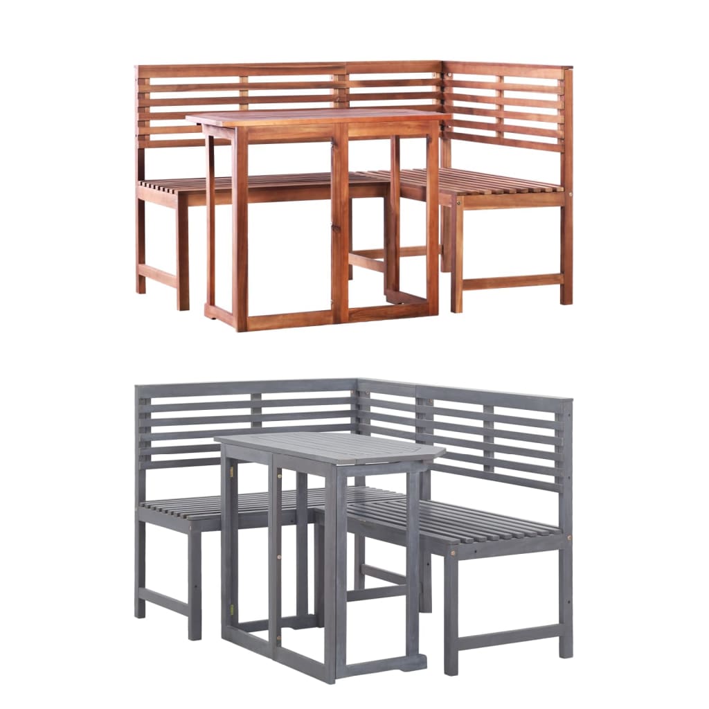 vidaXL Solid Wood Acacia Bistro Set 2 Piece Outdoor Table Bench Brown/Gray-1