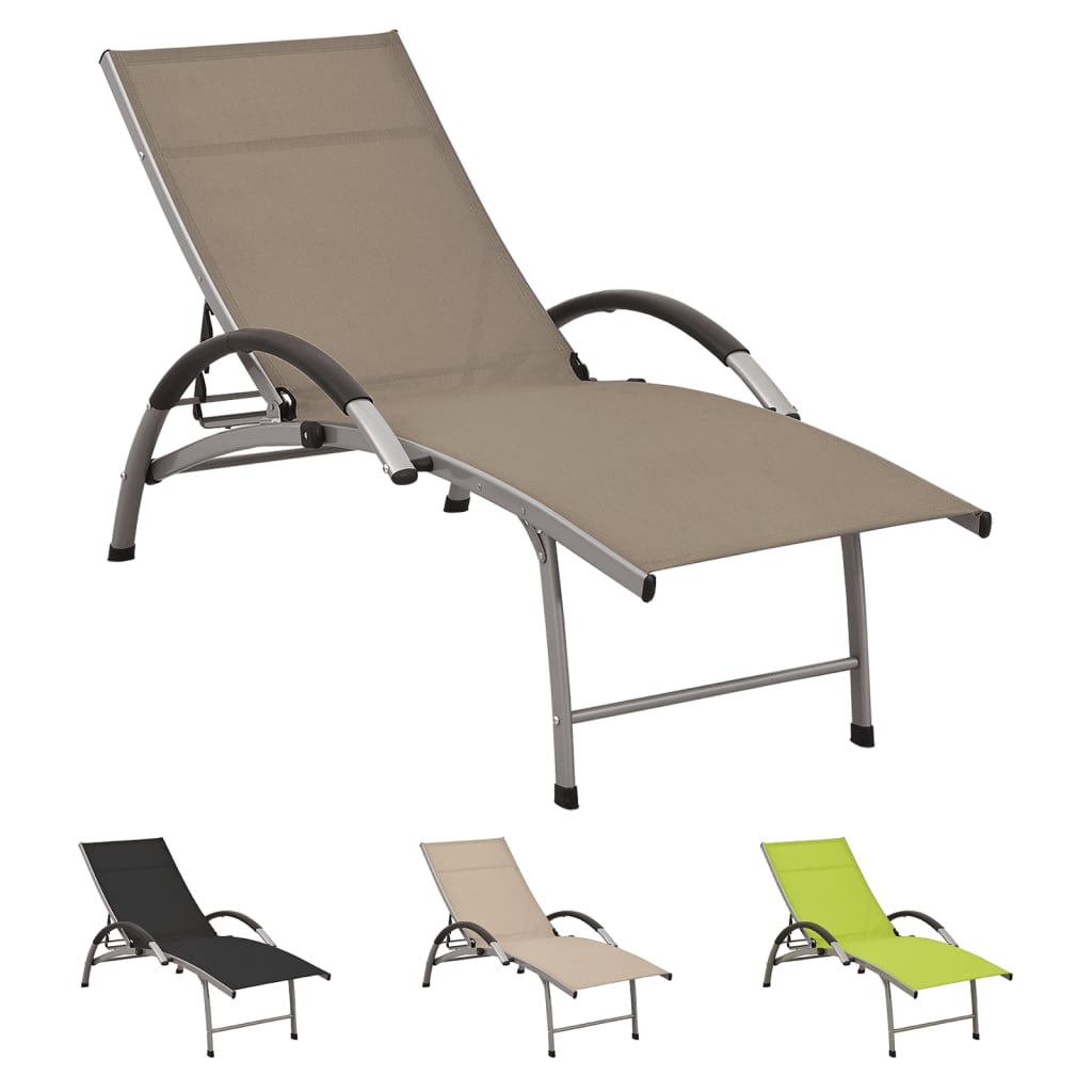 vidaXL Patio Lounge Chair Outdoor Sunbed Sunlounger Textilene and Aluminum-14