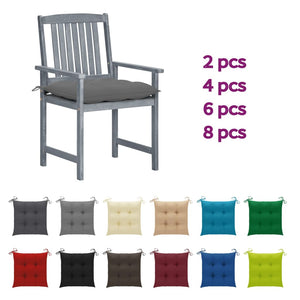 vidaXL Patio Chairs Outdoor Dining Chair with Cushions Gray Solid Wood Acacia-51