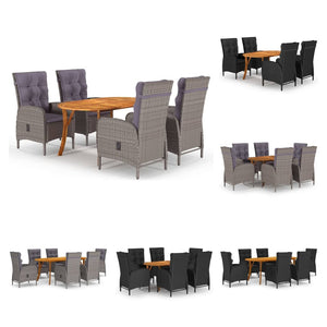 vidaXL Patio Dining Set 5/7 Piece Gray  Furniture 59.1"/79.1" Table Length-21