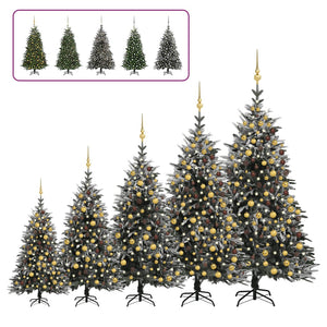 vidaXL Artificial Christmas Tree LED&Ball Set&Flocked Snow Decoration PVC&PE-10