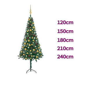 vidaXL Artificial Christmas Tree Corner Christmas Tree with LEDs and Ball PVC-50