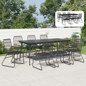 vidaXL 7 Piece Patio Dining Set Black PVC Rattan-3