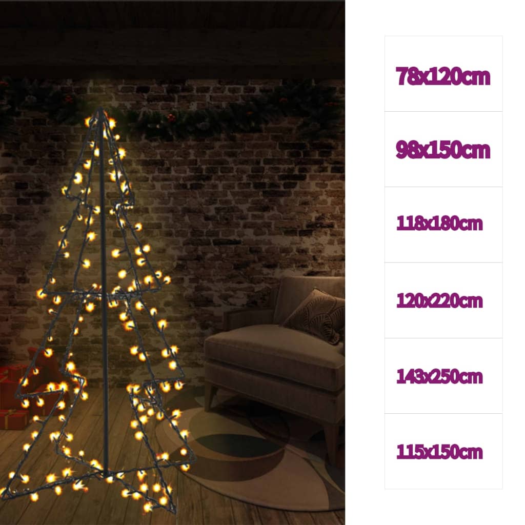 vidaXL Christmas Cone Tree Artificial Xmas Tree with LEDs Christmas Lighting-32