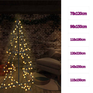 vidaXL Christmas Cone Tree Artificial Xmas Tree with LEDs Christmas Lighting-32