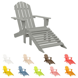 vidaXL Adirondack Chair Patio Adirondack Chair with Ottoman Solid Wood Fir-12