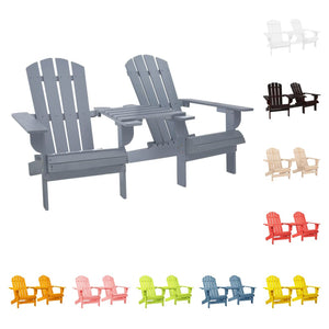 vidaXL Adirondack Chairs Patio Adirondack Chair with Tea Table Solid Wood Fir-3