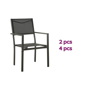 vidaXL Patio Chair Outdoor Seating Patio Furniture Textilene and Steel Black-2
