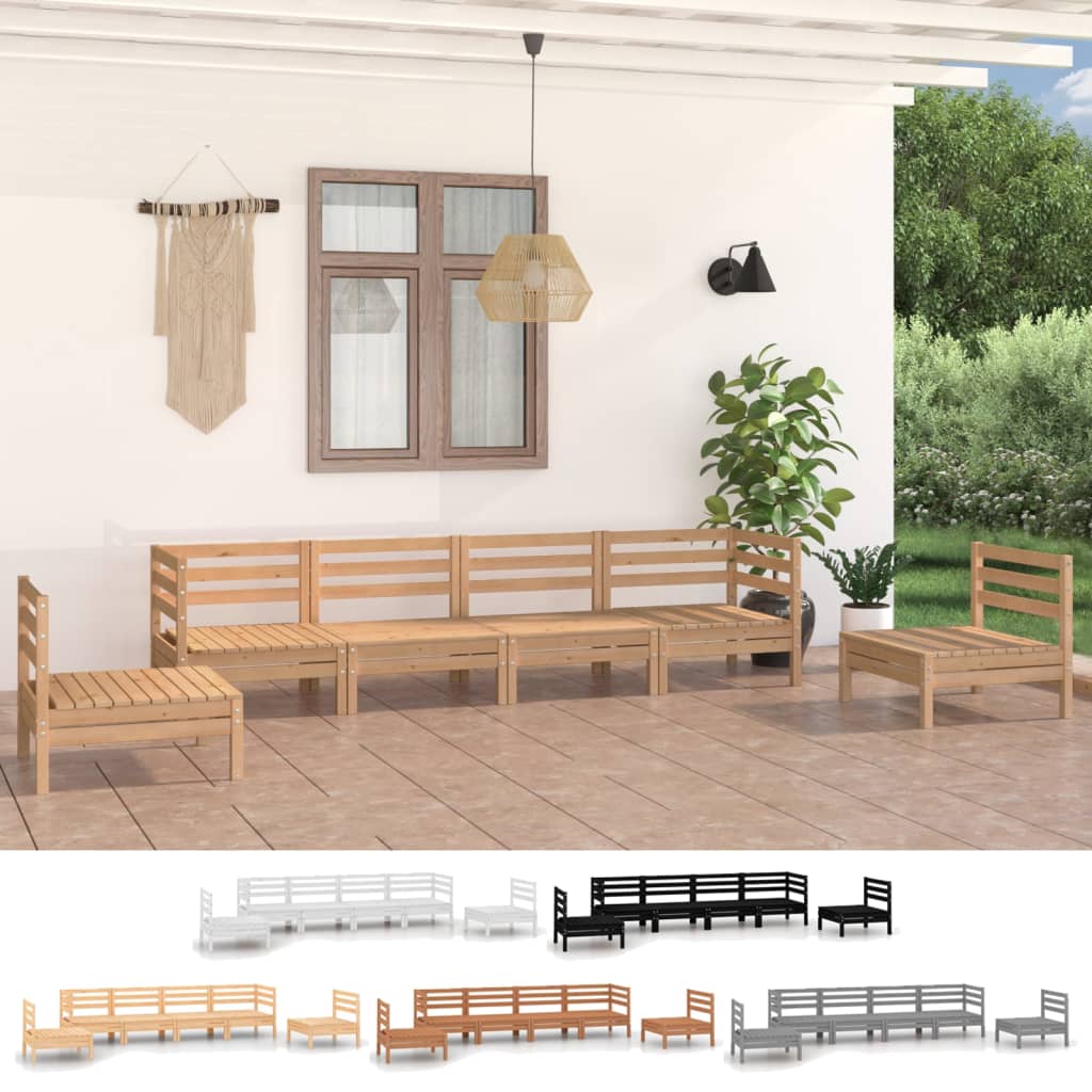 vidaXL Solid Pinewood Lounge Set 6 Piece Patio Garden Furniture Multi Colors-3