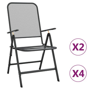 vidaXL Folding Patio Chairs 2 pcs Expanded Metal Mesh Anthracite-3