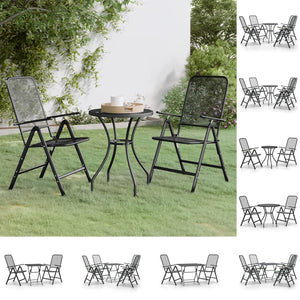 vidaXL Patio Dining Set Expanded Metal Mesh Anthracite Outdoor Furniture Set-55