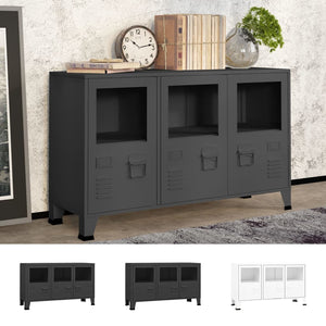 vidaXL Sideboard Industrial Storage Cabinet for Living Room Metal and Glass-2