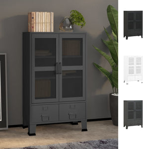 vidaXL Storage Cabinet Office Cabinet with Mesh Doors for Living Room Metal-5