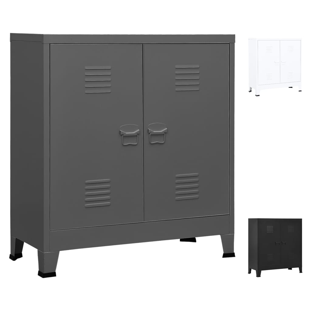 vidaXL File Cabinet Sideboard Storage Chest Cabinet for Home Office Steel-14