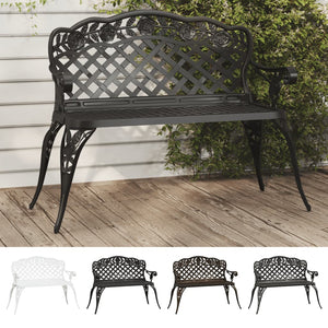 vidaXL Outdoor Patio Bench Outdoor Bench Chair for Backyard Cast Aluminum-14