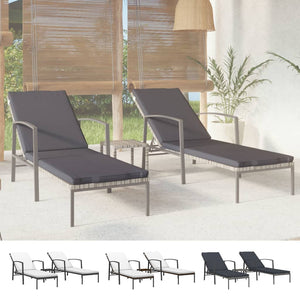 vidaXL Patio Lounge Chairs Sunbed Sunloungers with Cushion 2 Pcs Poly Rattan-9